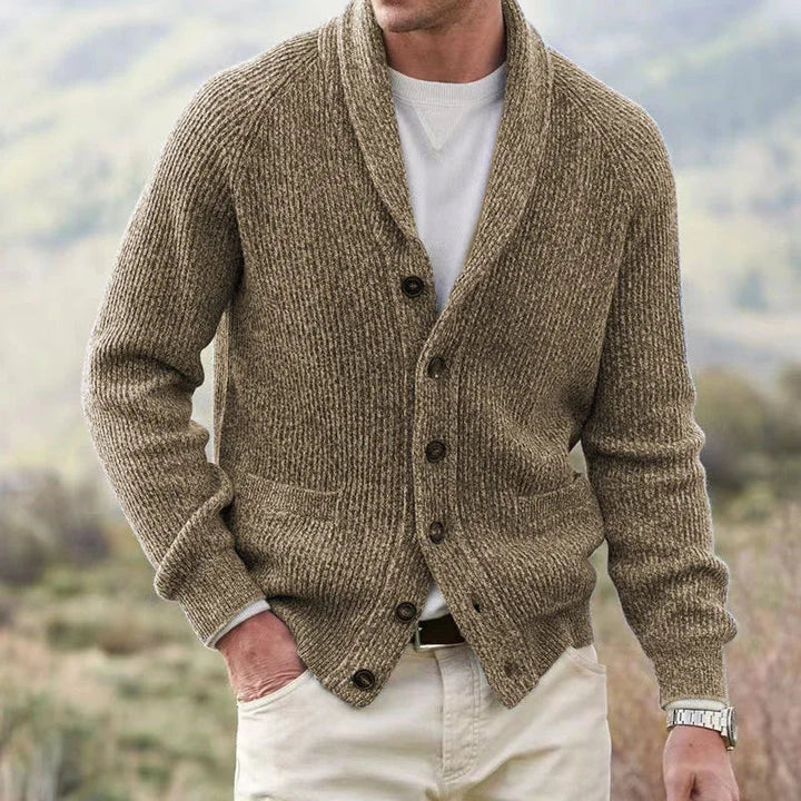 Bevan - Cardigan com gola em xale texturizada