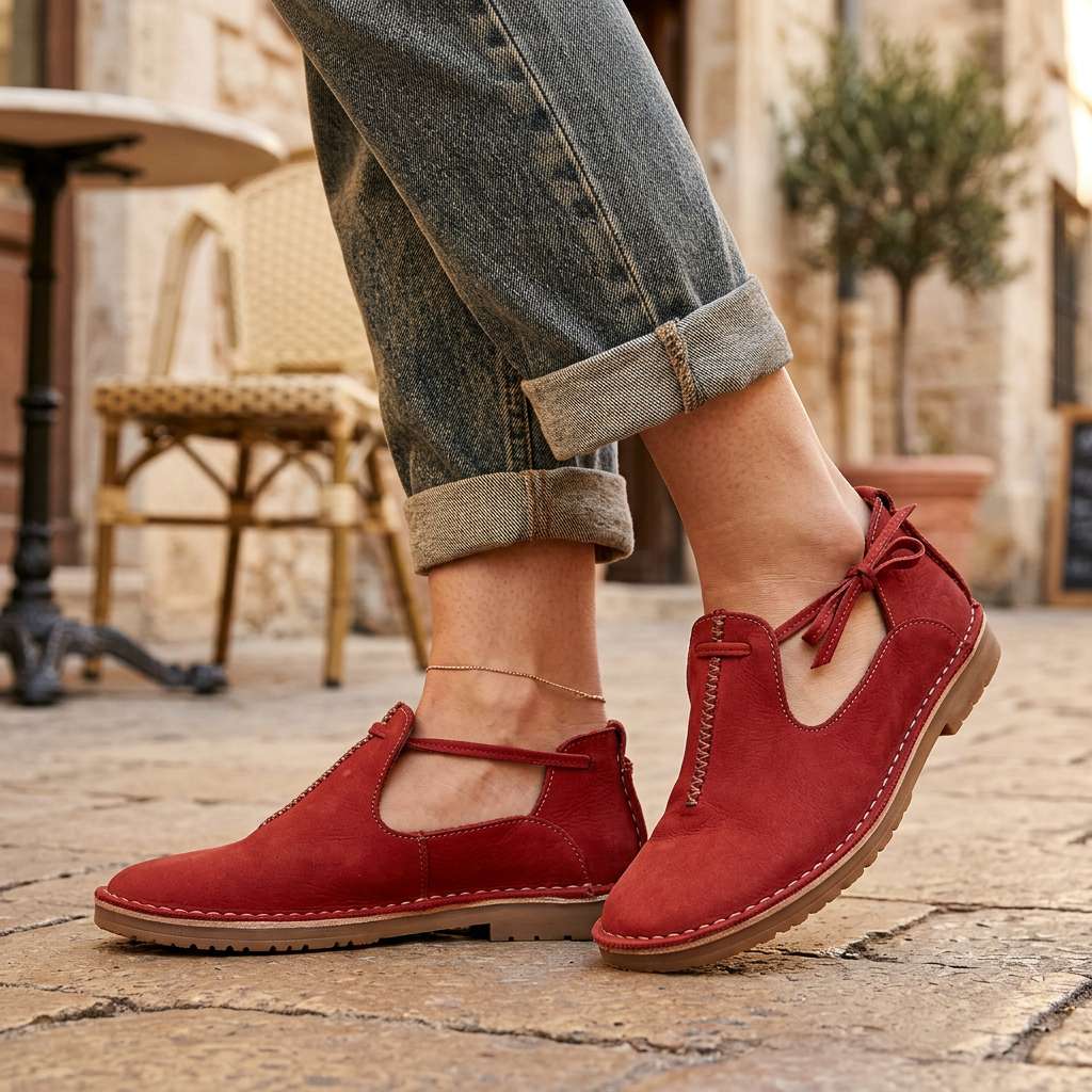 Delaina - Sapatos de atacadores em couro vintage