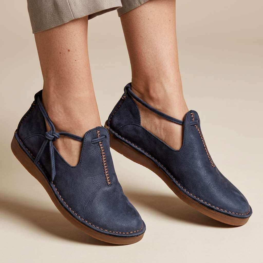 Delaina - Sapatos de atacadores em couro vintage