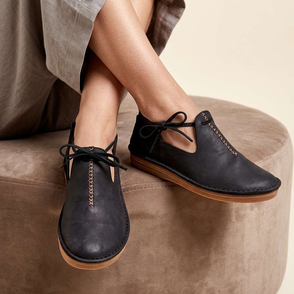 Delaina - Sapatos de atacadores em couro vintage
