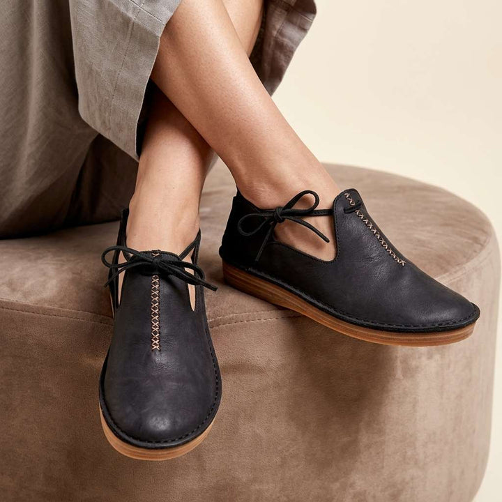 Delaina - Sapatos de atacadores em couro vintage