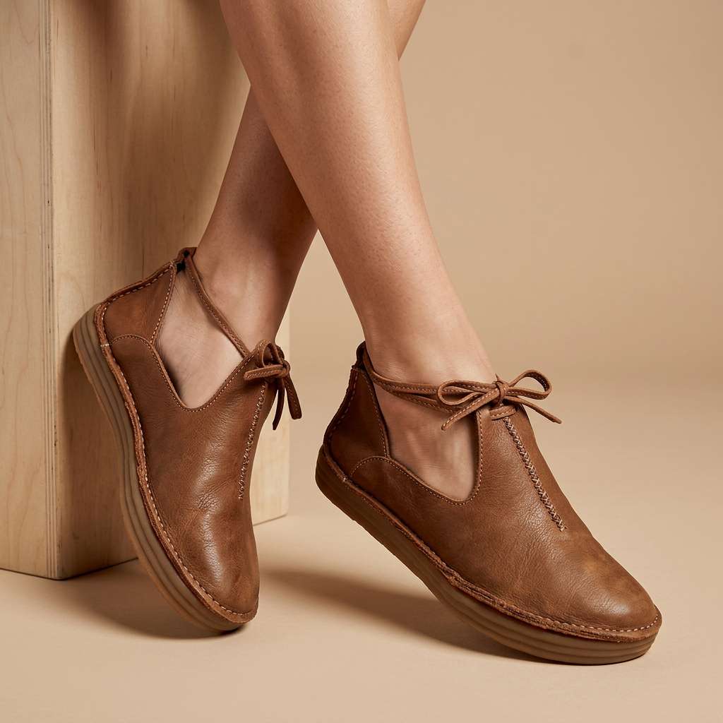 Delaina - Sapatos de atacadores em couro vintage