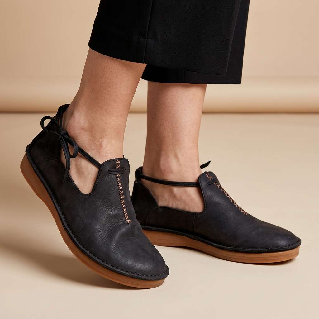 Delaina - Sapatos de atacadores em couro vintage