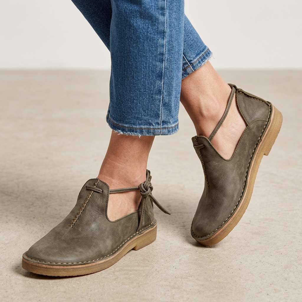 Delaina - Sapatos de atacadores em couro vintage