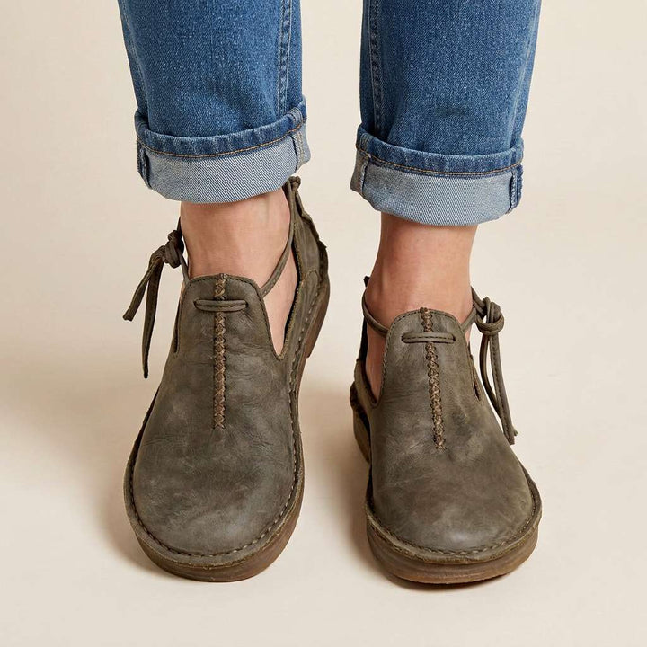 Delaina - Sapatos de atacadores em couro vintage