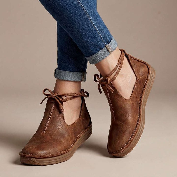 Delaina - Sapatos de atacadores em couro vintage
