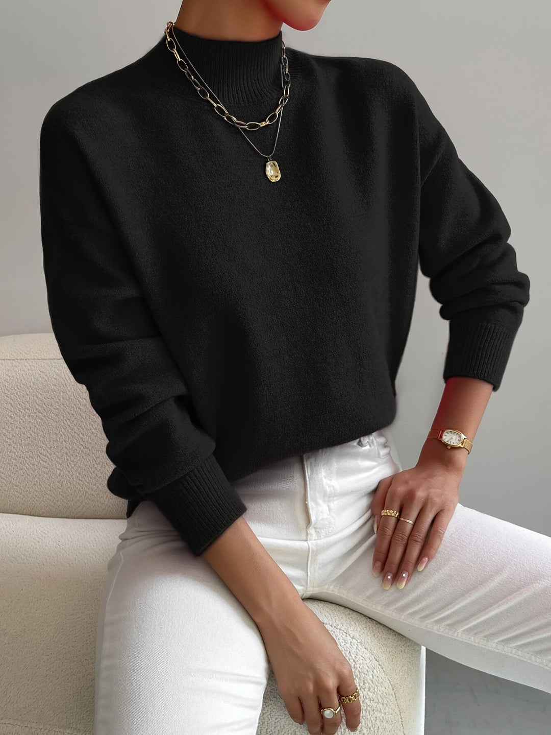 Astra - Camisola de gola alta de corte descontraído