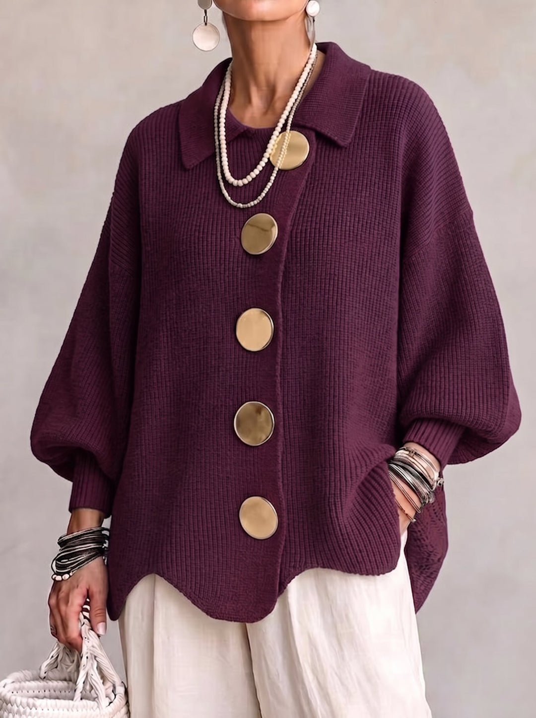 Kaelinae - Cardigan oversize de peso elevado