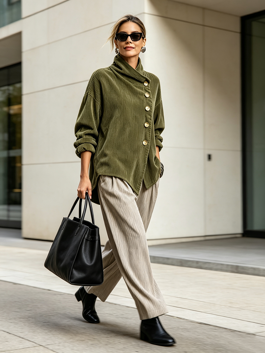 Blair - Camisola de gola alta texturizada assimétrica