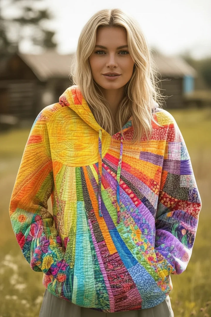 Jessanova - Sweatshirt com capuz em patchwork de toque suave
