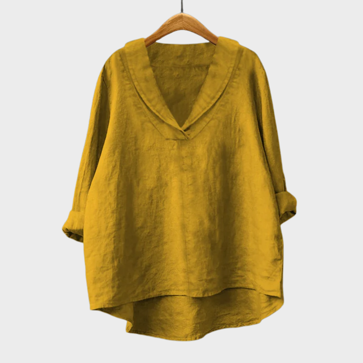 Bellissea - Blusa elegante com decote em V drapeado