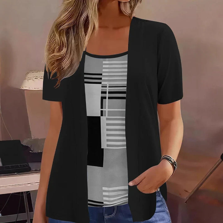 Celiora - Conjunto moderno de blusa e cardigan