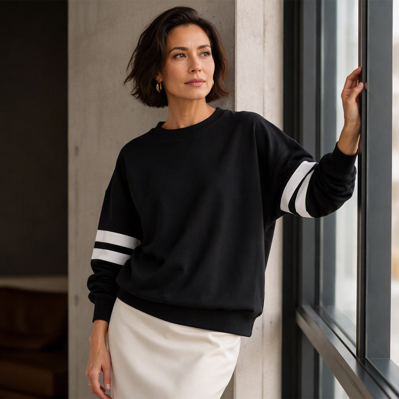 Anwynna - Sweatshirt desportiva com mangas às riscas