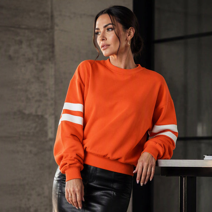 Anwynna - Sweatshirt desportiva com mangas às riscas
