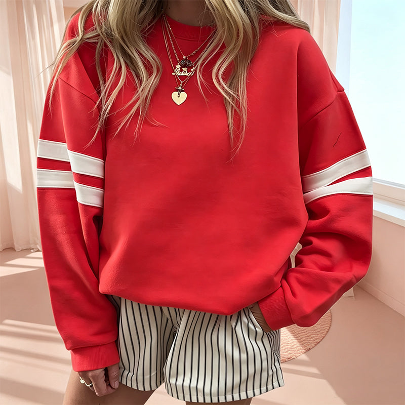 Anwynna - Sweatshirt desportiva com mangas às riscas