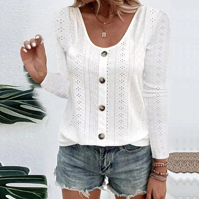 Aelwen - Blusa com decote redondo e toque suave