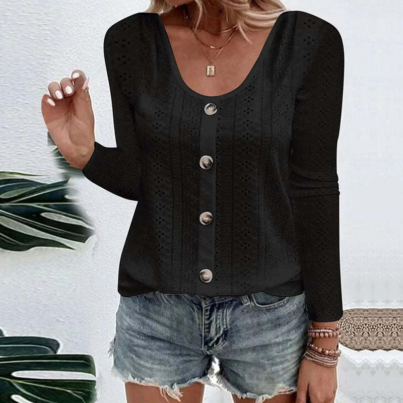Aelwen - Blusa com decote redondo e toque suave