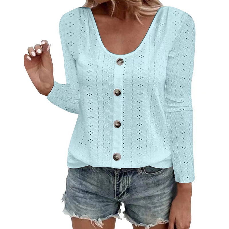 Aelwen - Blusa com decote redondo e toque suave