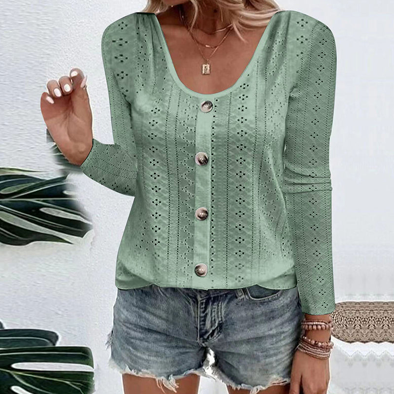 Aelwen - Blusa com decote redondo e toque suave