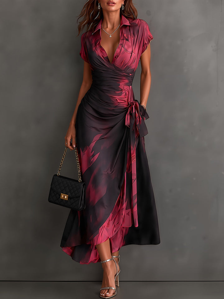 Roselle - Vestido comprido com gola de camisa e caimento sedoso