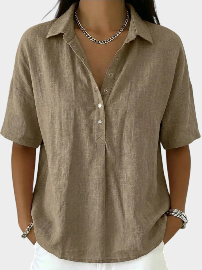 Alaira - Blusa com decote em V e toque suave