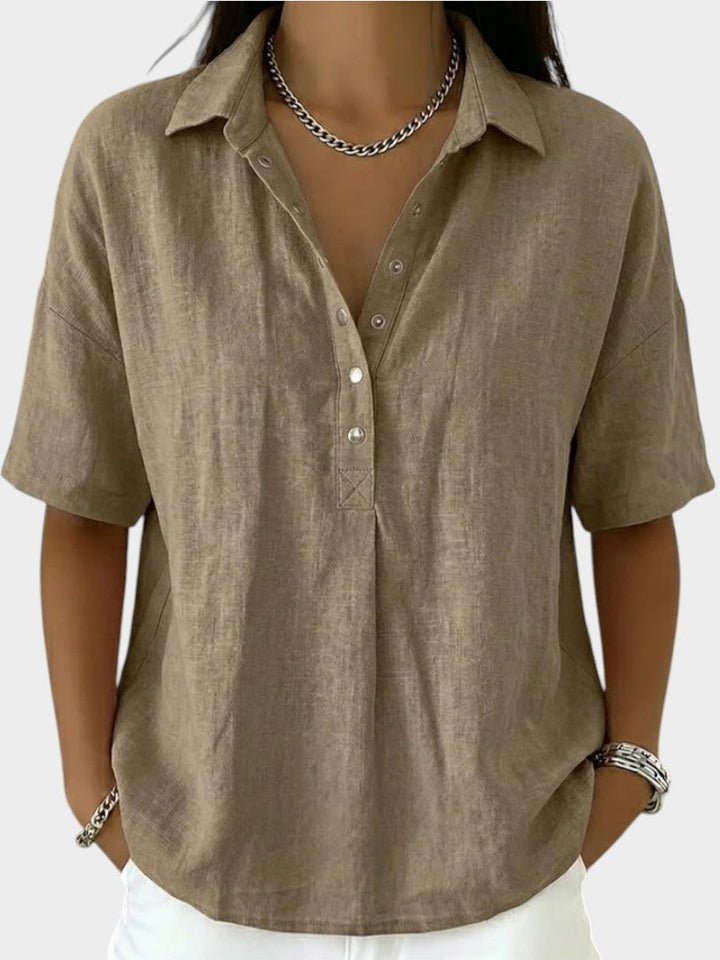 Alaira - Blusa com decote em V e toque suave