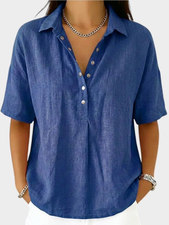Alaira - Blusa com decote em V e toque suave