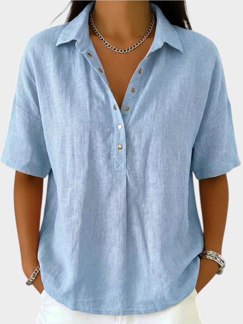 Alaira - Blusa com decote em V e toque suave