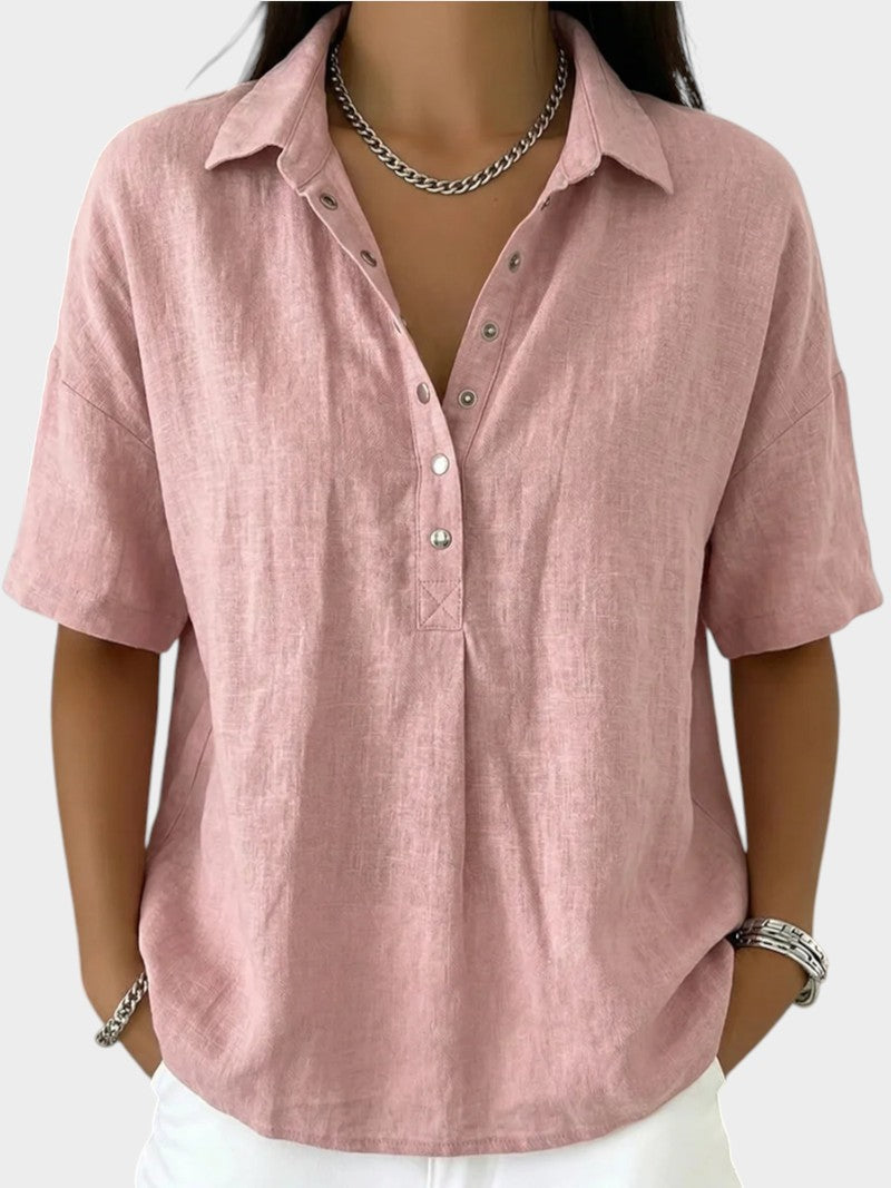 Alaira - Blusa com decote em V e toque suave