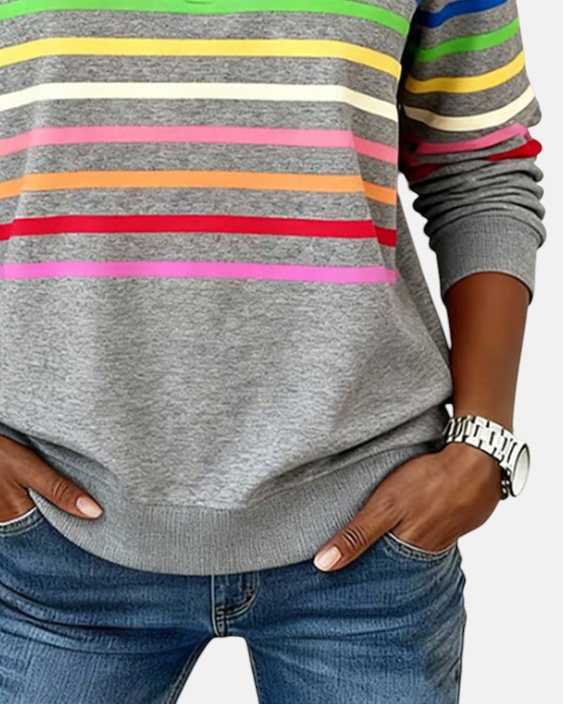 Corinelle - Sweatshirt de meio fecho às riscas e toque suave