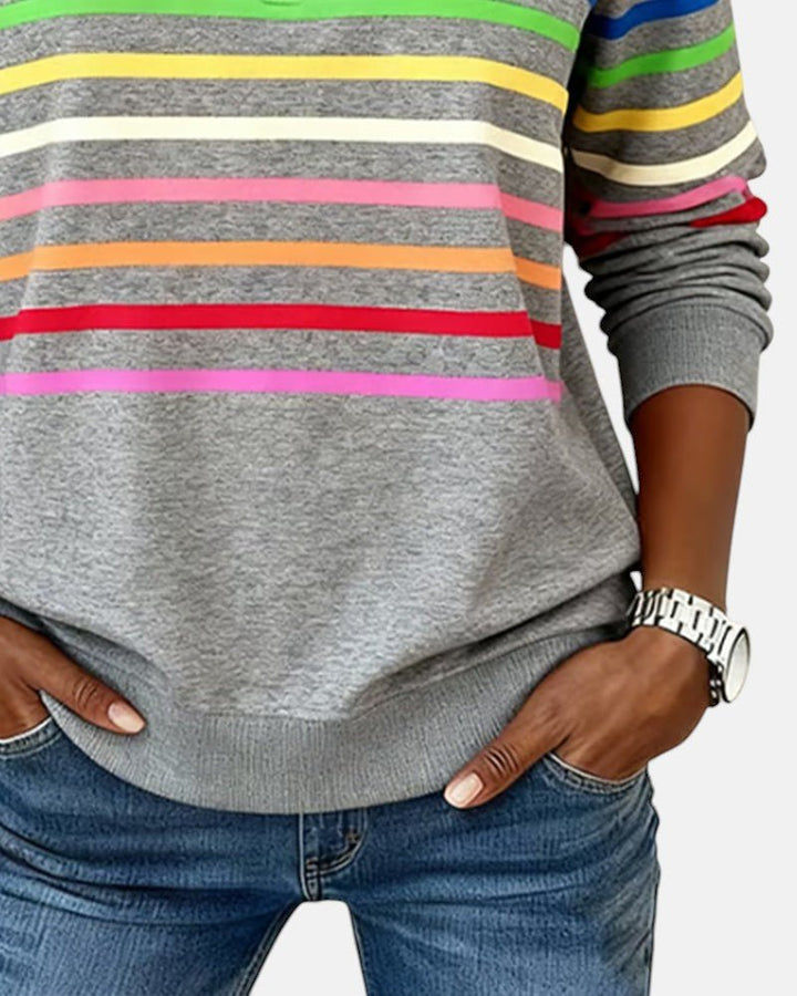 Corinelle - Sweatshirt de meio fecho às riscas e toque suave